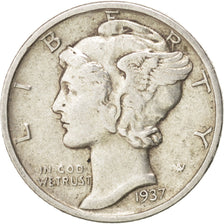 Coin, United States, Mercury Dime, Dime, 1937, U.S. Mint, Philadelphia