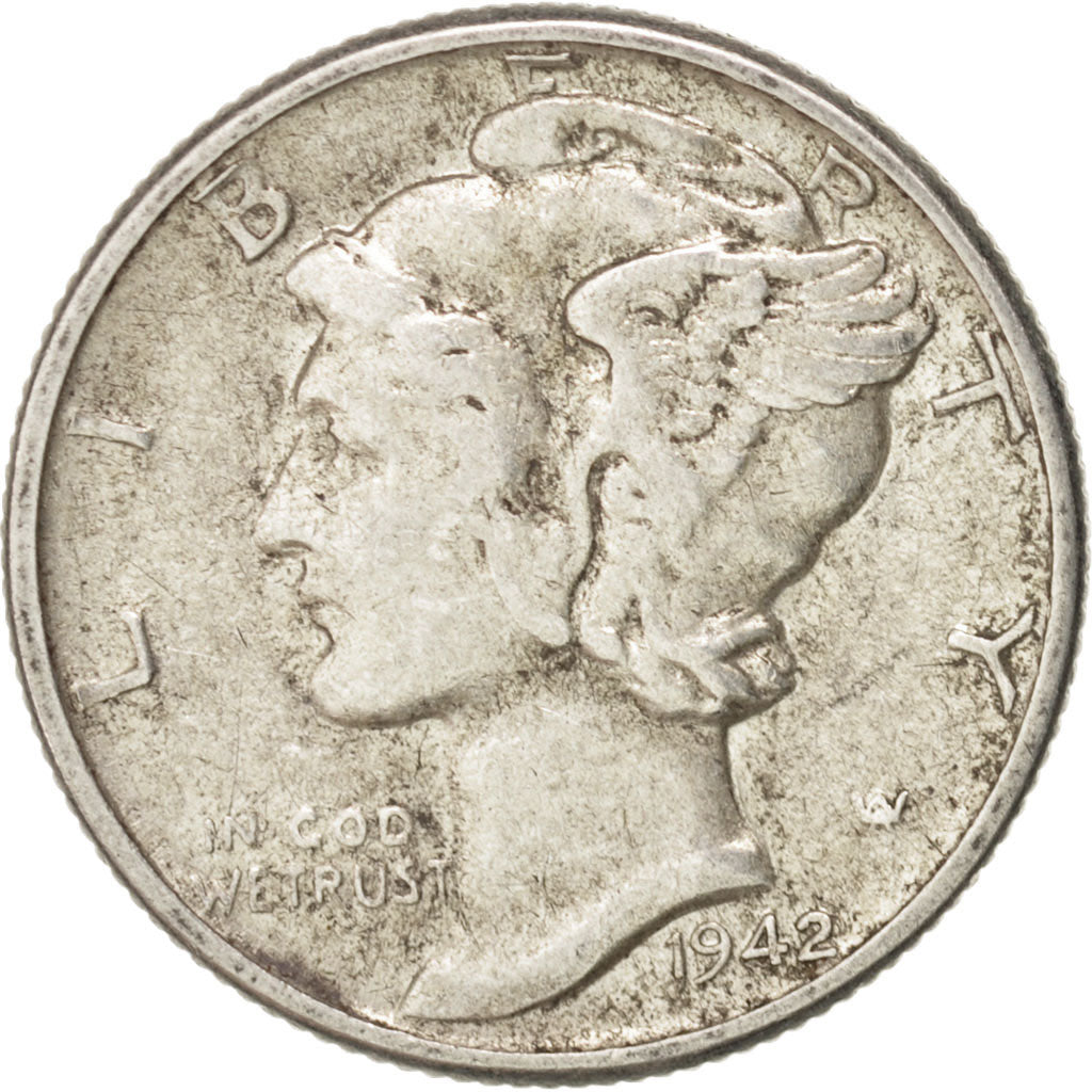 États-Unis, Mercury Dime, 1942, Philadelphie, TTB, Silver, KM:140
