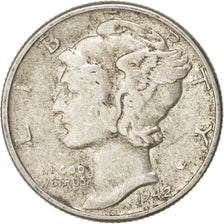 États-Unis, Mercury Dime, 1942, Philadelphie, TTB, Silver, KM:140
