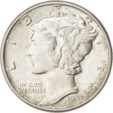 United States, Mercury Dime, 1942, Philadelphia, MS(60-62), Silver, KM:140
