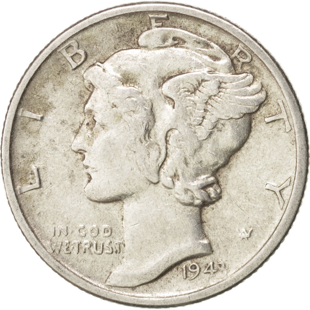 United States, Mercury Dime, 1943, San Francisco, EF(40-45), Silver, KM:140