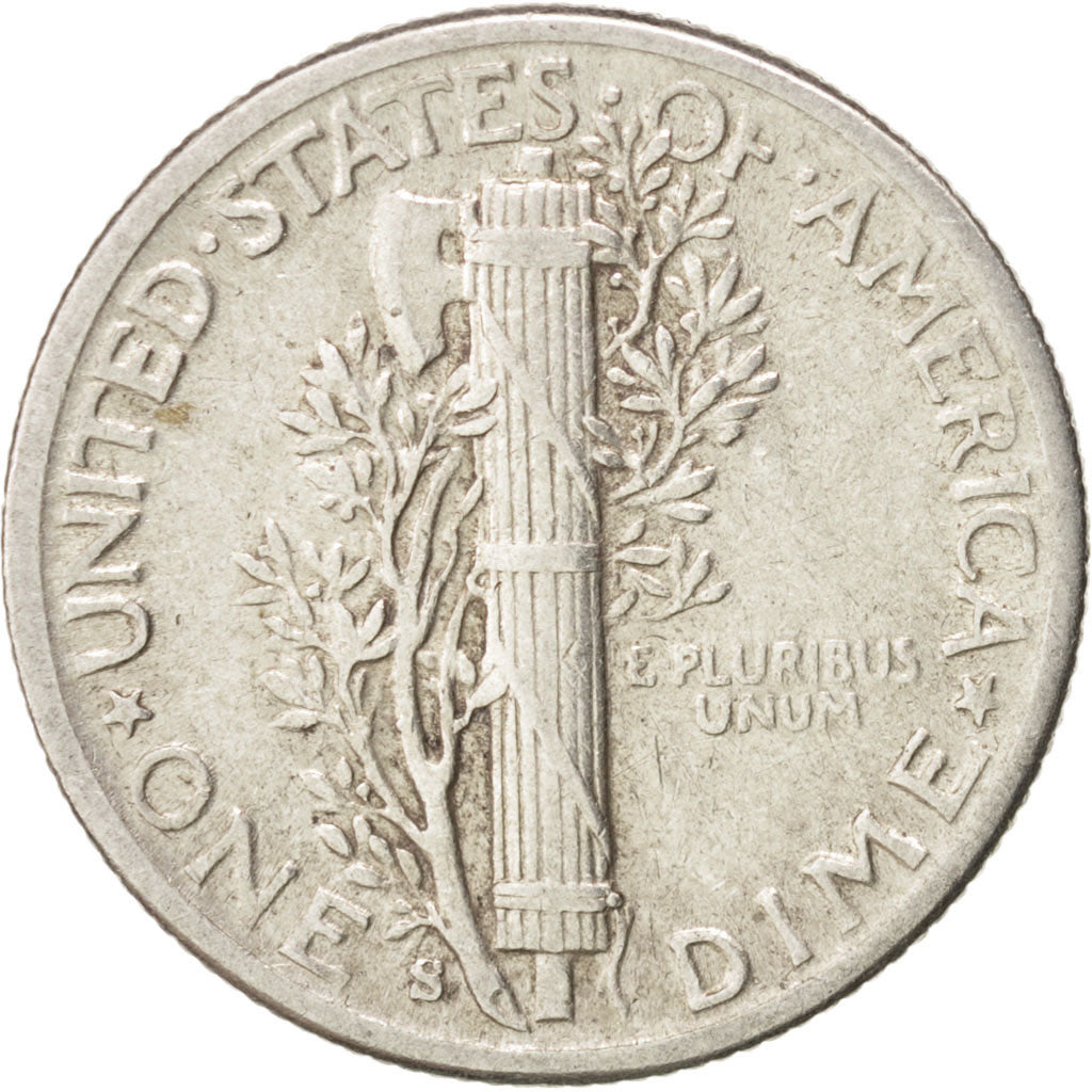 United States, Mercury Dime, 1943, San Francisco, EF(40-45), Silver, KM:140