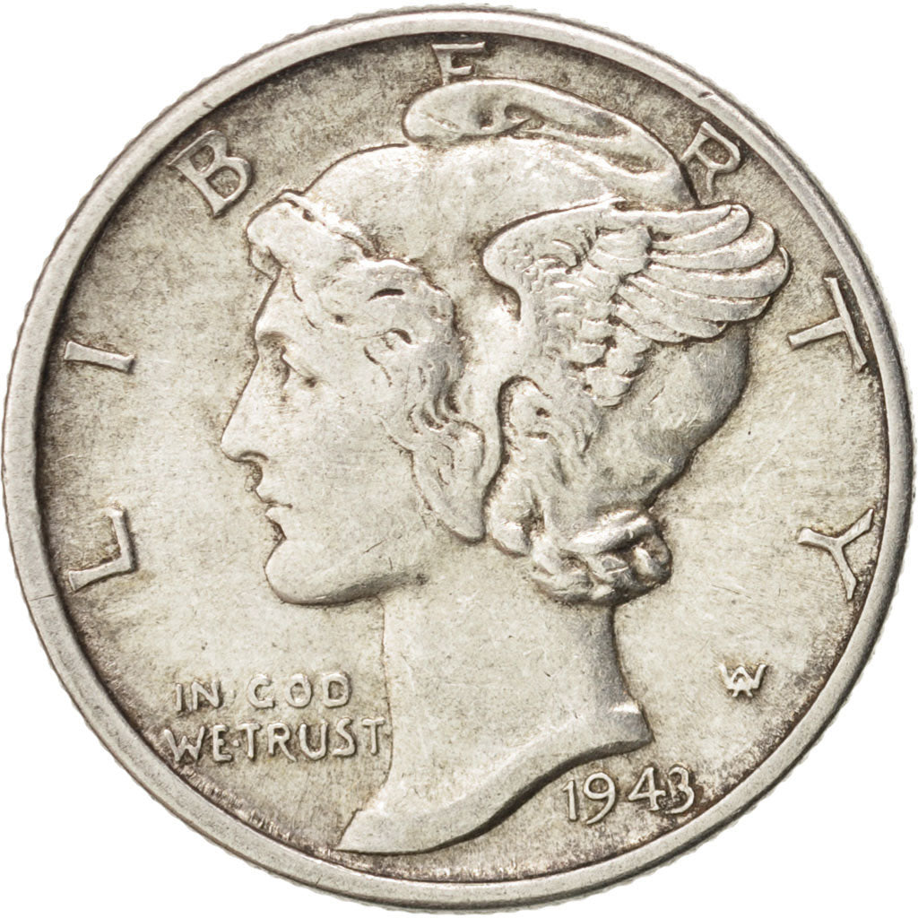 États-Unis, Mercury Dime, 1943, Philadelphie, SUP, Silver, KM:140