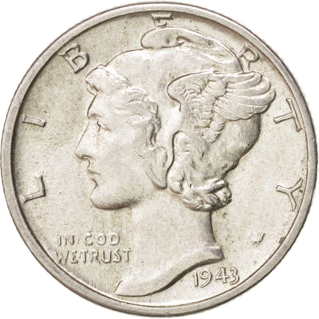 Coin, United States, Mercury Dime, Dime, 1943, U.S. Mint, Denver, MS(60-62)