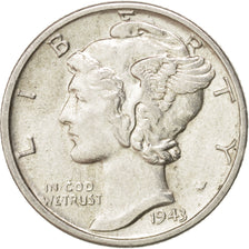 Coin, United States, Mercury Dime, Dime, 1943, U.S. Mint, Denver, MS(60-62)