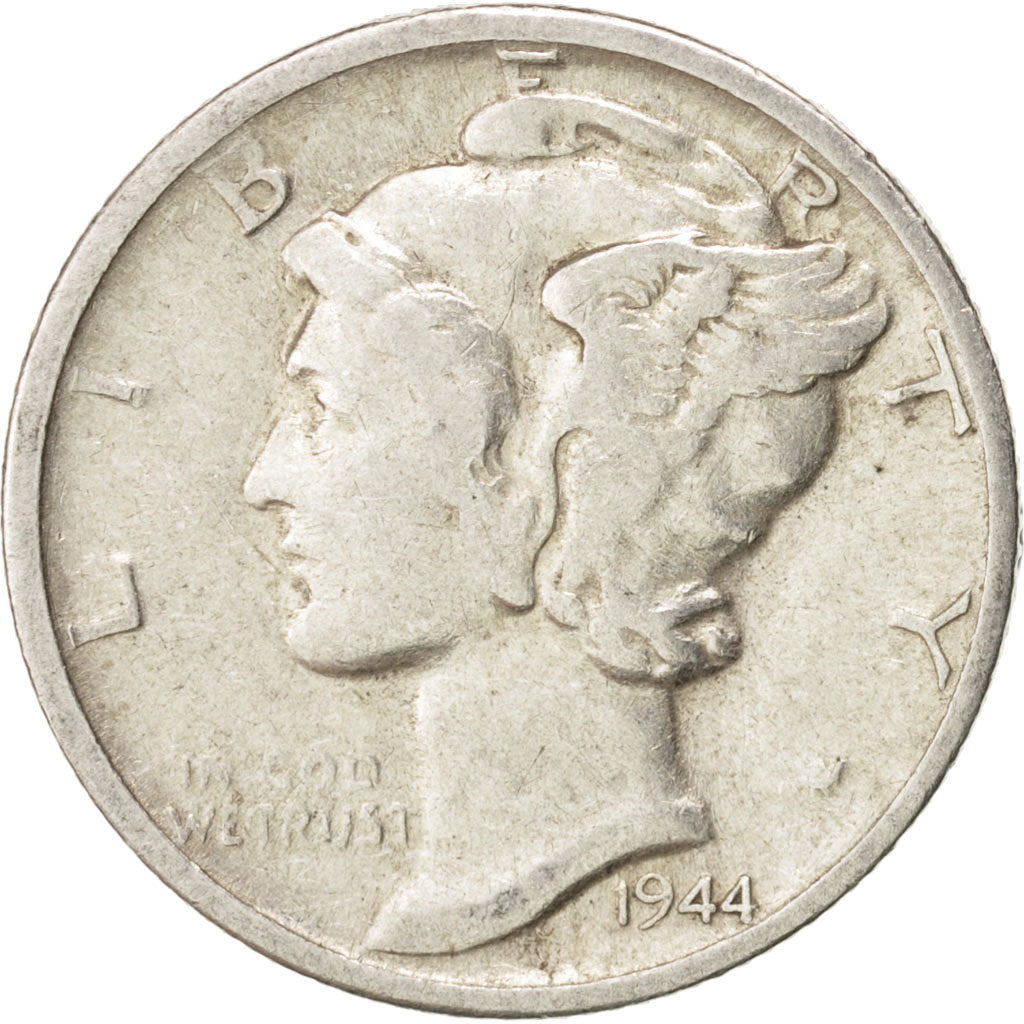 Coin, United States, Mercury Dime, Dime, 1944, U.S. Mint, San Francisco