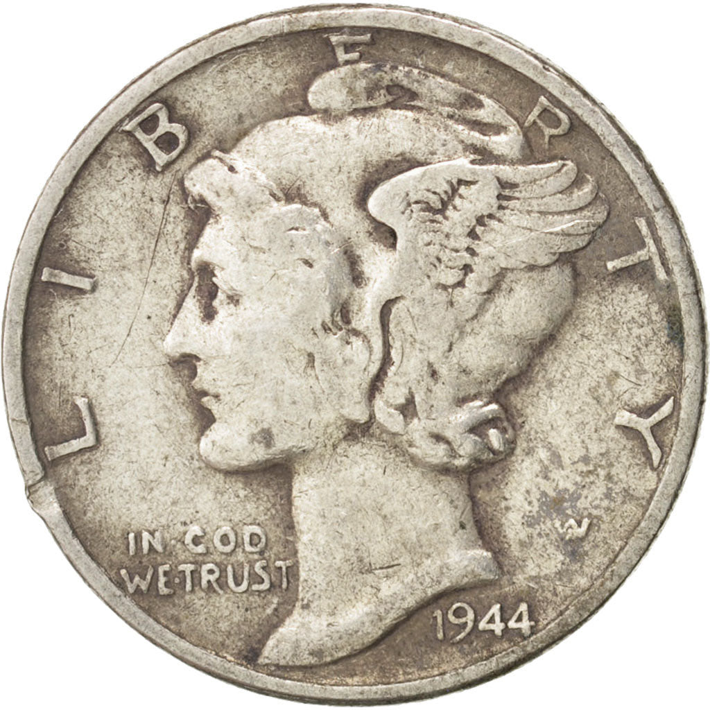 Coin, United States, Mercury Dime, Dime, 1944, U.S. Mint, Philadelphia