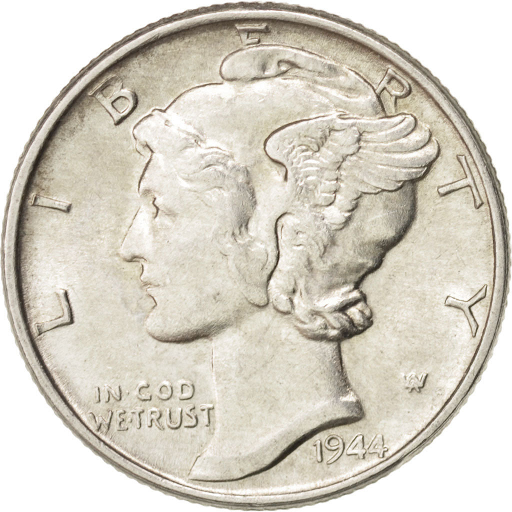 United States, Mercury Dime, 1944, Philadelphia, MS(63), Silver, KM:140
