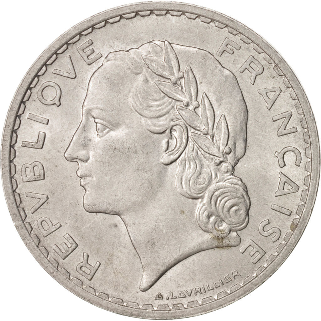France, Lavrillier, 5 Francs, 1950, Beaumont Le Roger, MS(63), Aluminum
