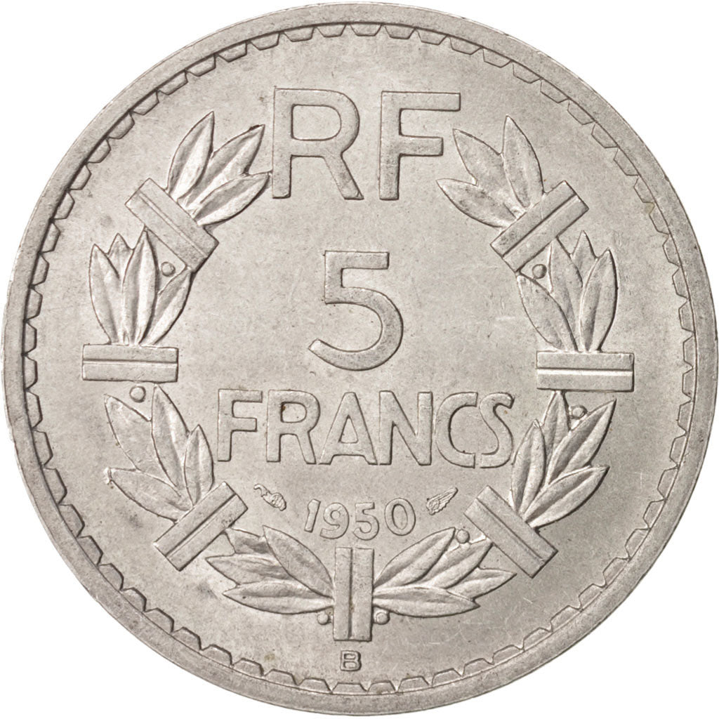 France, Lavrillier, 5 Francs, 1950, Beaumont Le Roger, MS(63), Aluminum