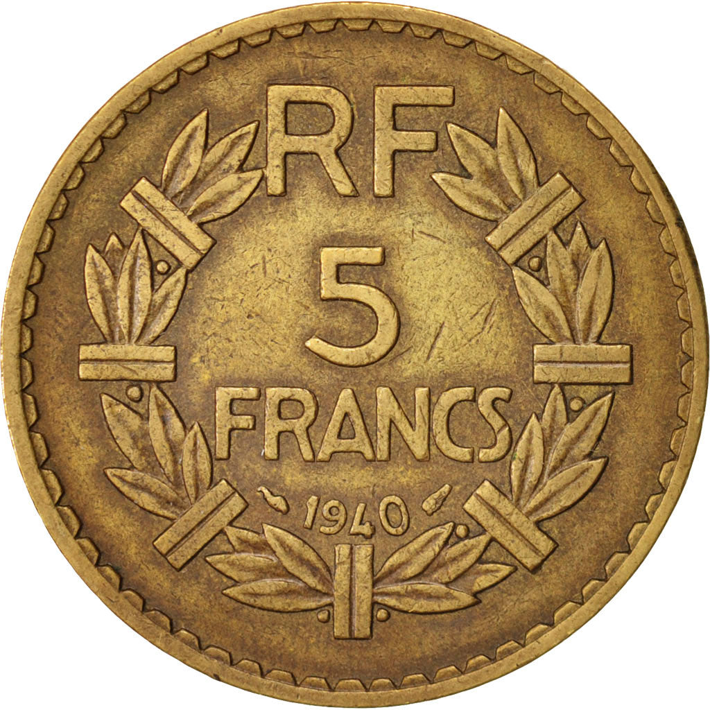 France, Lavrillier, 5 Francs, 1940, EF(40-45), Aluminum-Bronze, KM:888a.1