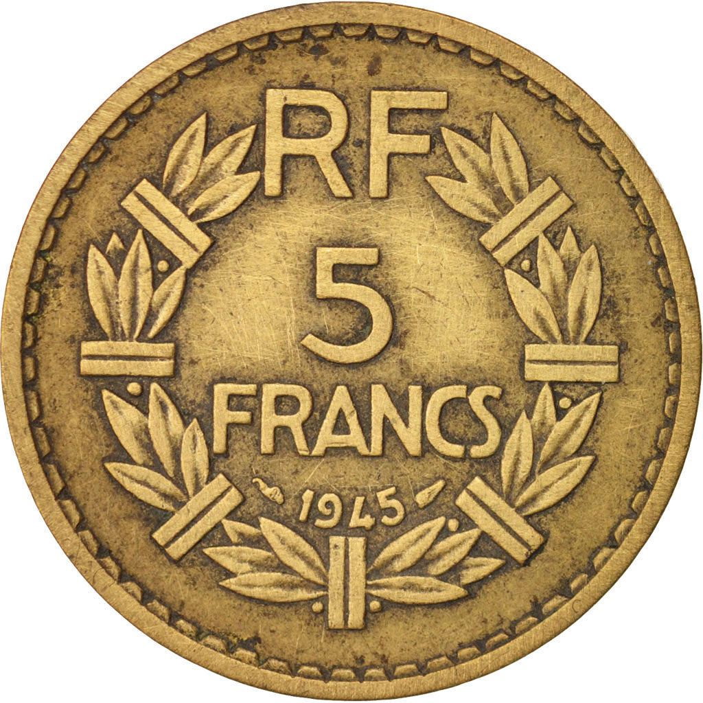 France, Lavrillier, 5 Francs, 1945, EF(40-45), Aluminum-Bronze, KM:888a.2