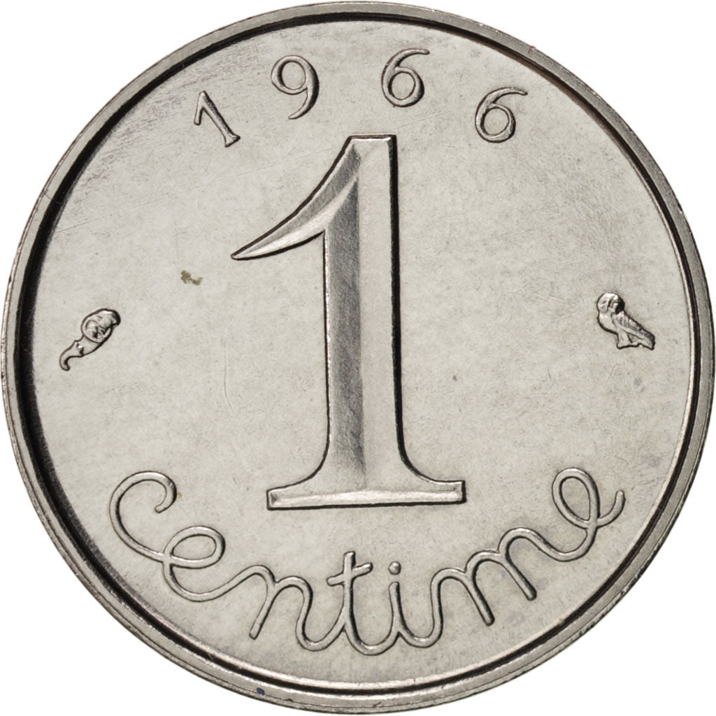France, Épi, Centime, 1966, Paris, MS(65-70), Stainless Steel, KM:928