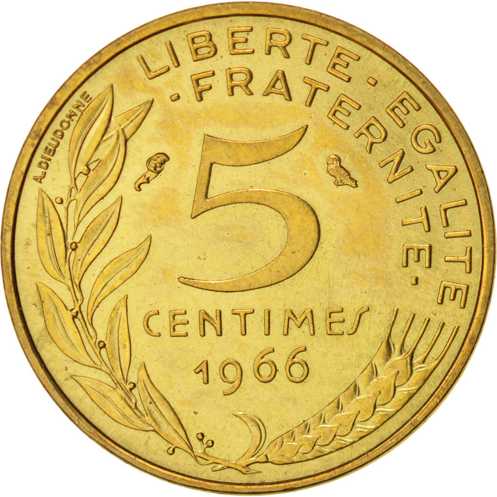 France, Marianne, 5 Centimes, 1966, Paris, MS(65-70), Aluminum-Bronze, KM:933