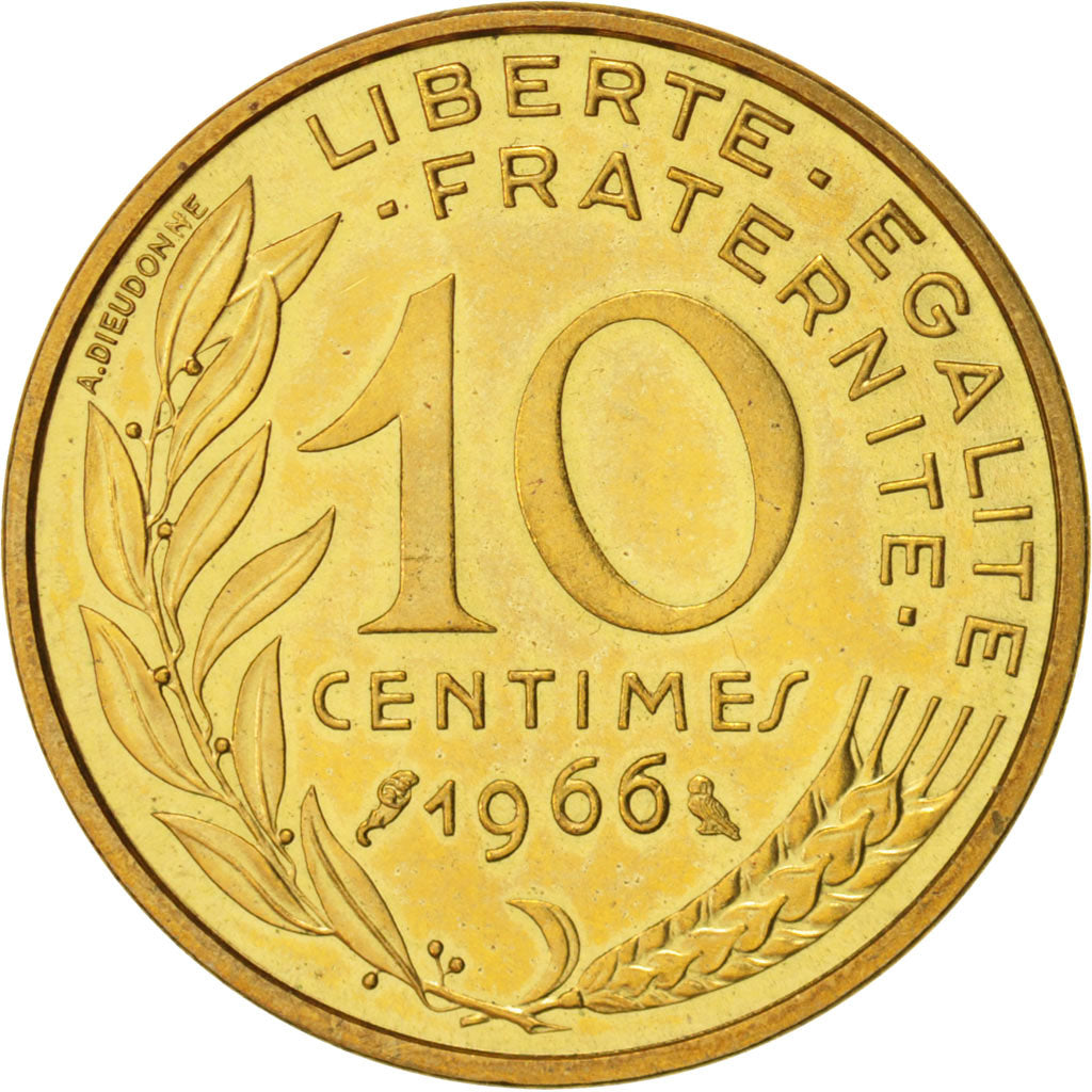 France, Marianne, 10 Centimes, 1966, Paris, MS(65-70), Aluminum-Bronze, KM:929