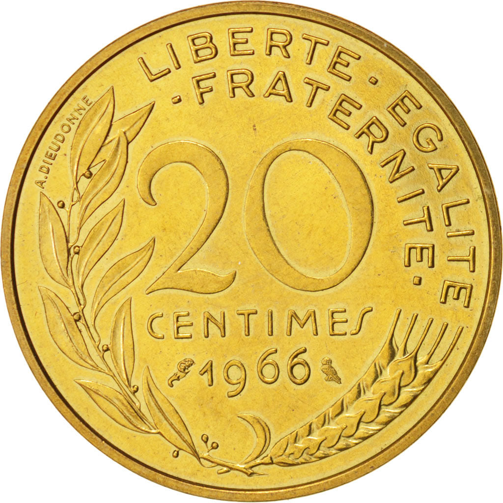 France, Marianne, 20 Centimes, 1966, Paris, MS(65-70), Aluminum-Bronze, KM:930