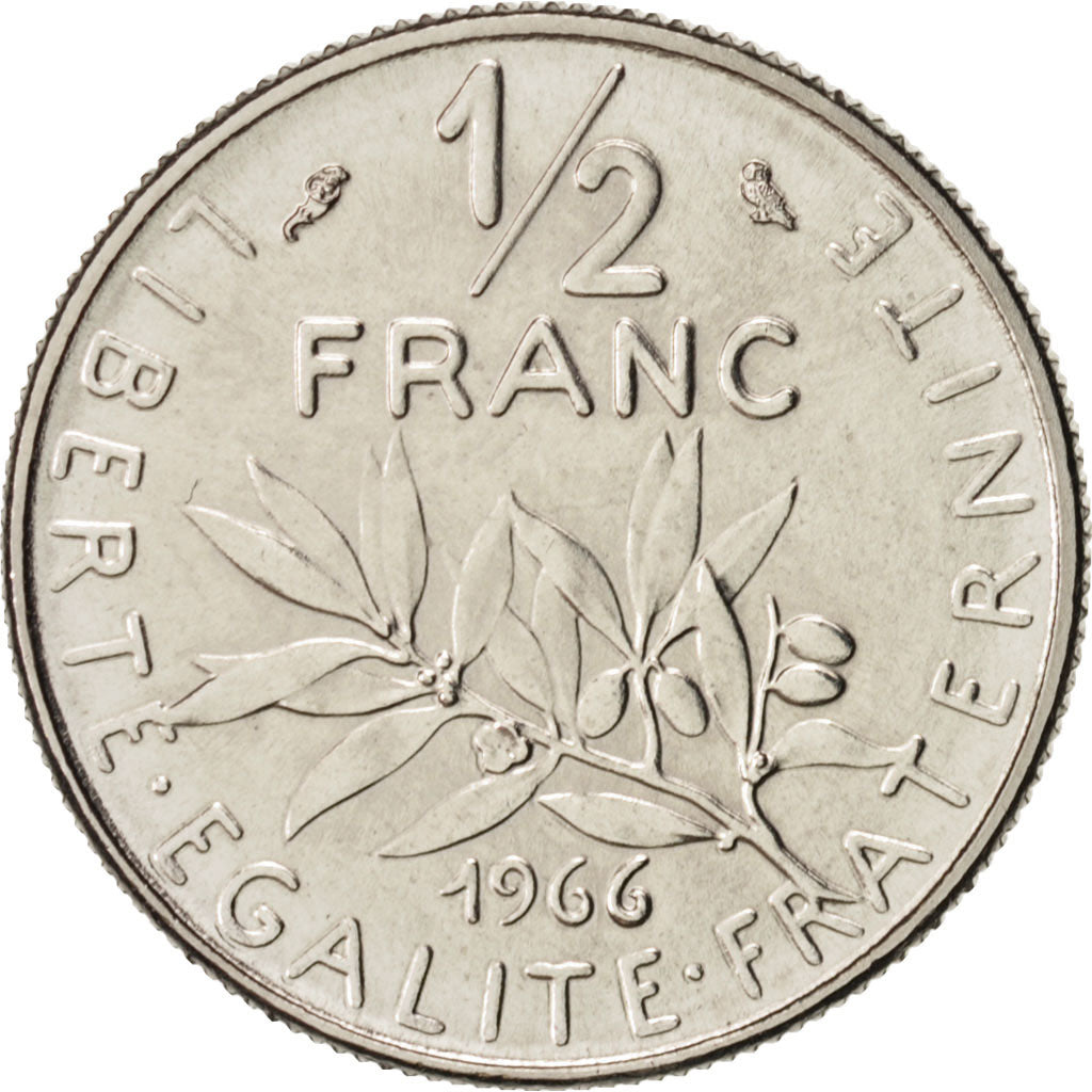 France, Semeuse, 1/2 Franc, 1966, Paris, MS(65-70), Nickel, KM:931.1