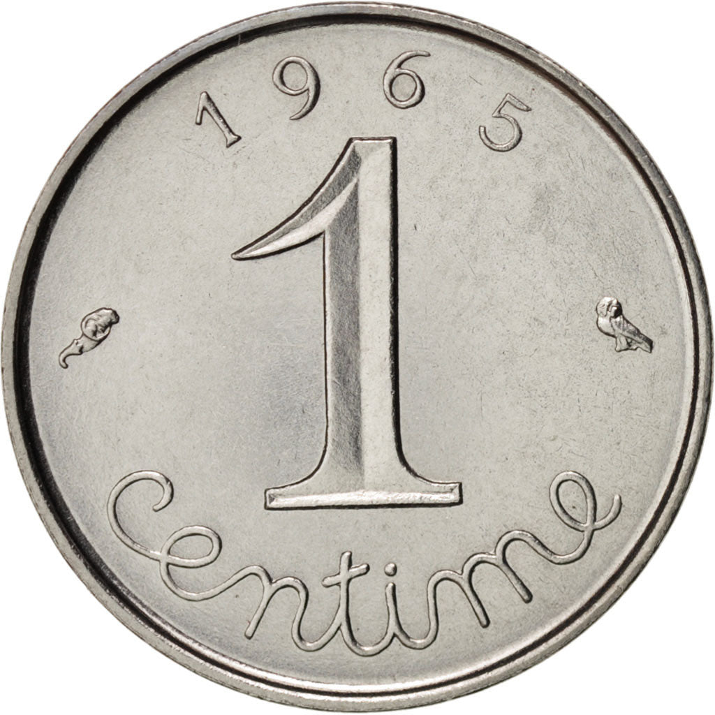 France, Épi, Centime, 1965, Paris, MS(65-70), Stainless Steel, KM:928