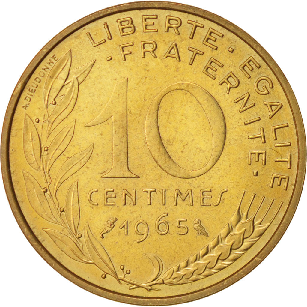 France, Marianne, 10 Centimes, 1965, Paris, MS(65-70), Aluminum-Bronze, KM:929