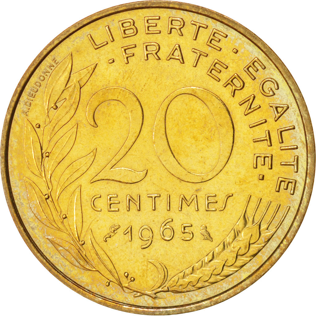 France, Marianne, 20 Centimes, 1965, Paris, MS(65-70), Aluminum-Bronze, KM:930