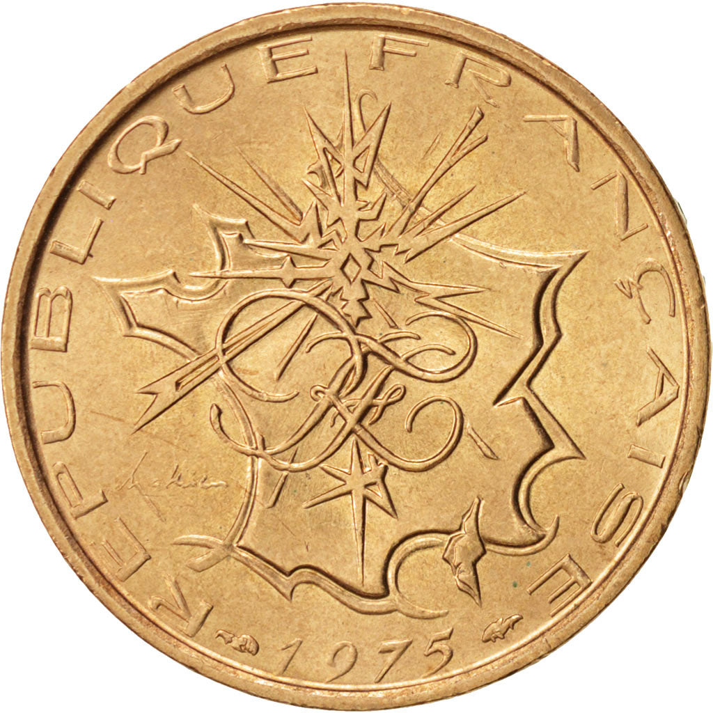 Coin, France, Mathieu, 10 Francs, 1975, MS(64), Nickel-brass, KM:940