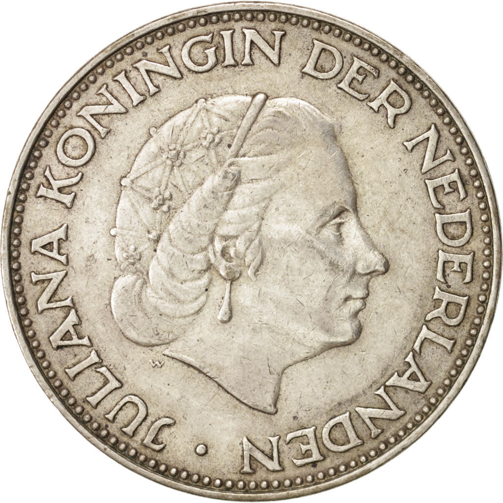 Netherlands, Juliana, 2-1/2 Gulden, 1960, AU(55-58), Silver, KM:185