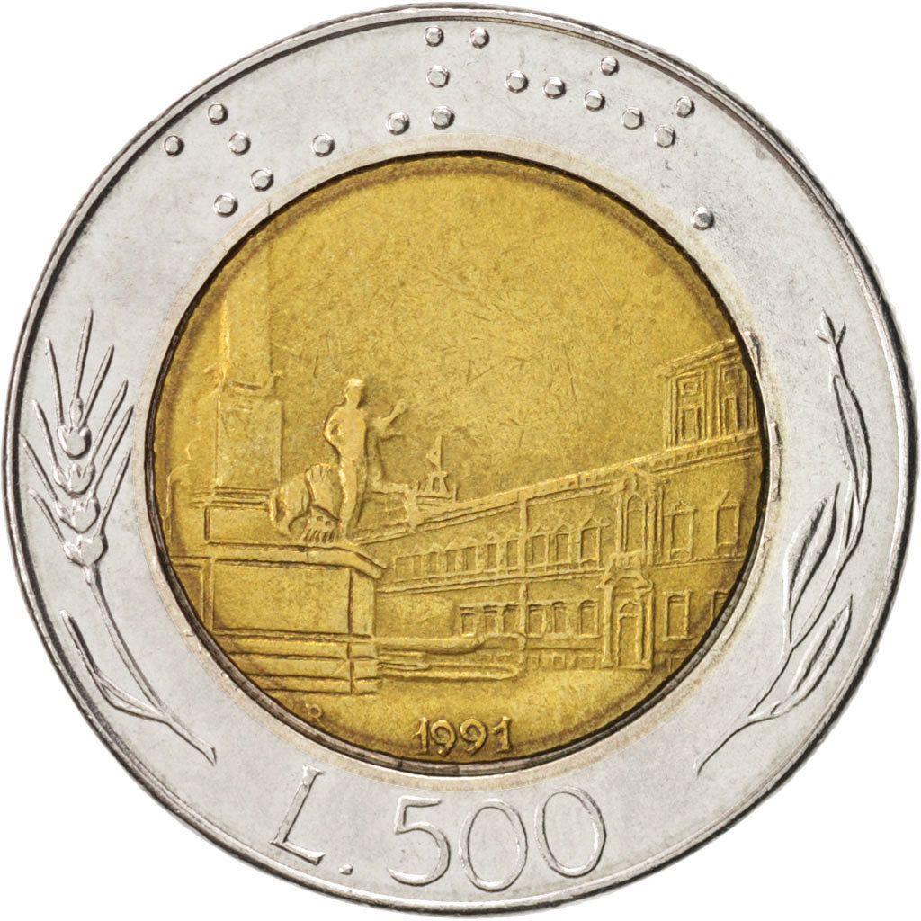 Monnaie, Italie, 500 Lire, 1991, Rome, TTB+, Bi-Metallic, KM:111