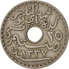 Coin, Tunisia, Muhammad al-Nasir Bey, 25 Centimes, 1919, Paris, AU(50-53)