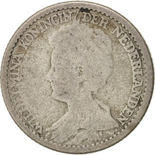 Monnaie, Pays-Bas, Wilhelmina I, 25 Cents, 1910, B+, Argent, KM:146