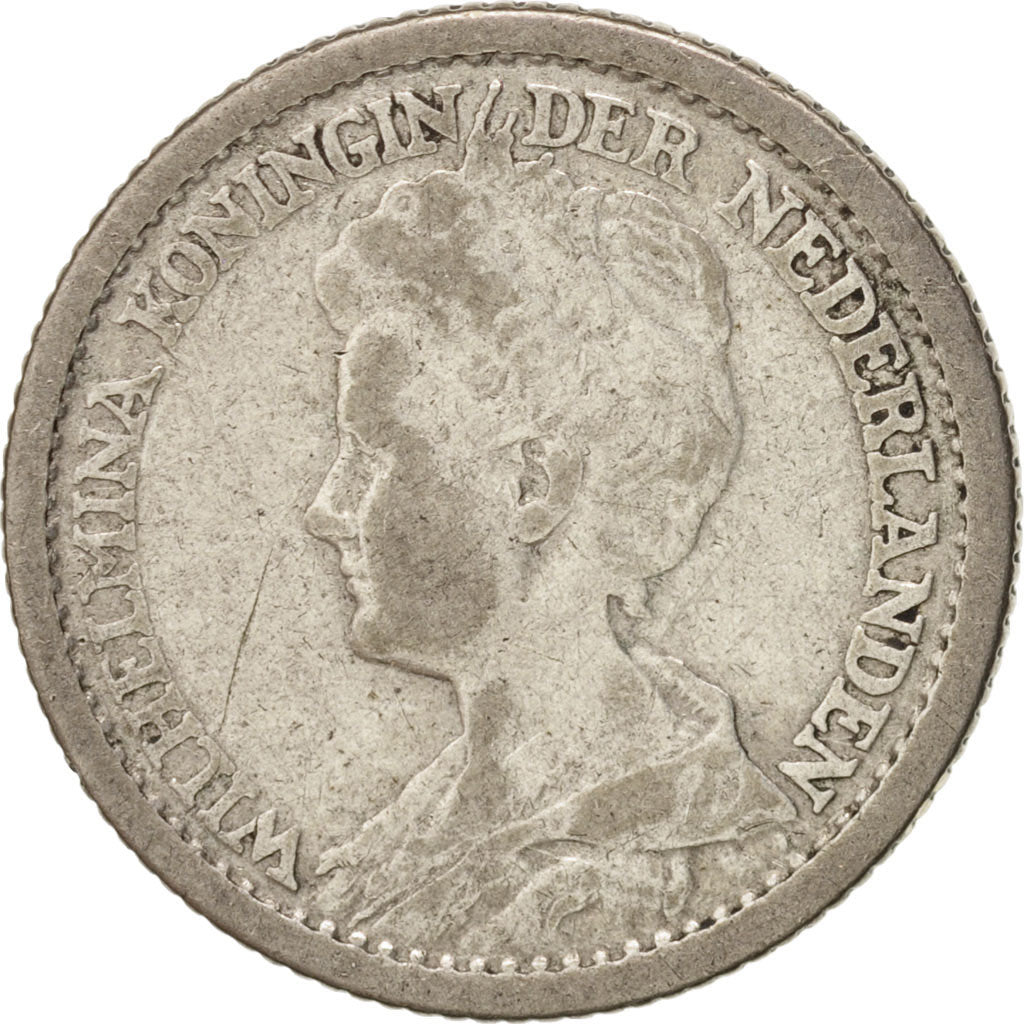 Coin, Netherlands, Wilhelmina I, 25 Cents, 1917, VF(30-35), Silver, KM:146
