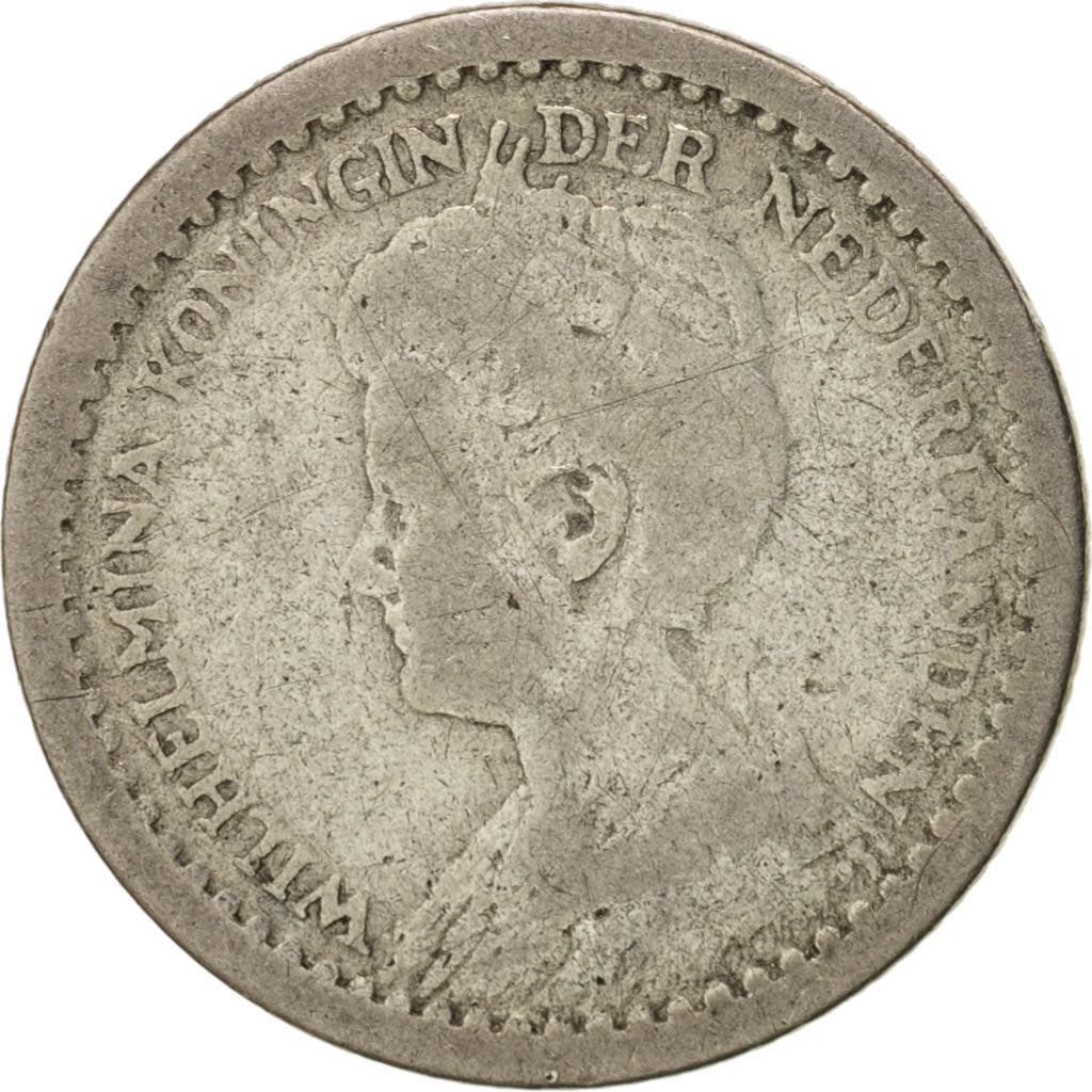 Netherlands, Wilhelmina I, 10 Cents, 1912, F(12-15), Silver, KM:145