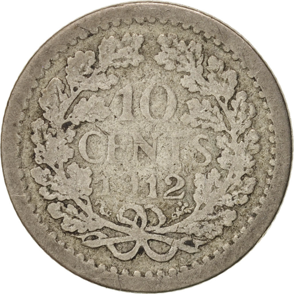 Netherlands, Wilhelmina I, 10 Cents, 1912, F(12-15), Silver, KM:145