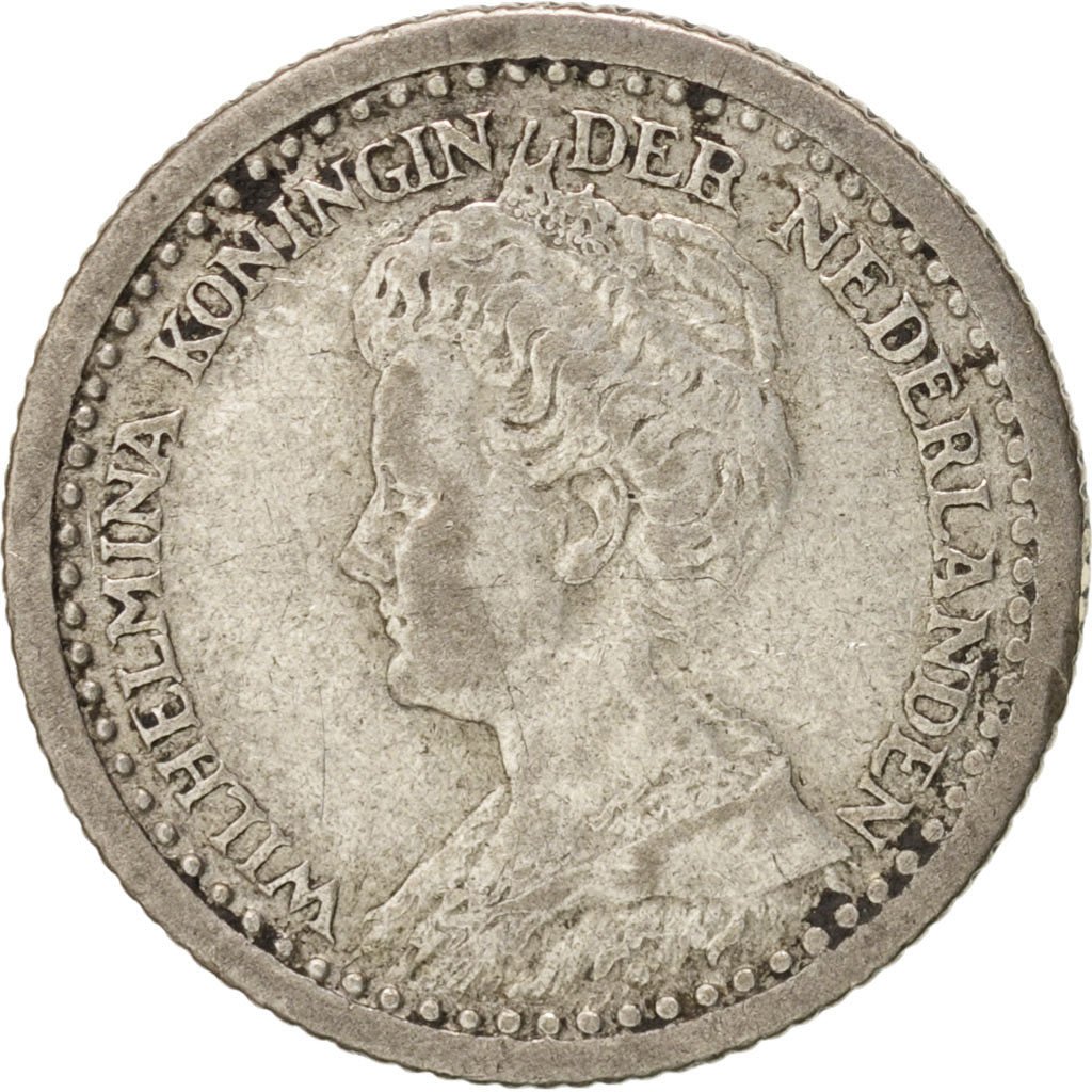 Netherlands, Wilhelmina I, 10 Cents, 1921, EF(40-45), Silver, KM:145