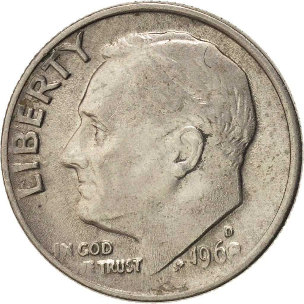 Coin, United States, Roosevelt Dime, Dime, 1968, U.S. Mint, Denver, AU(50-53)