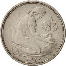 GERMANY - FEDERAL REPUBLIC, 50 Pfennig, 1966, Munich, EF(40-45), KM:109.1