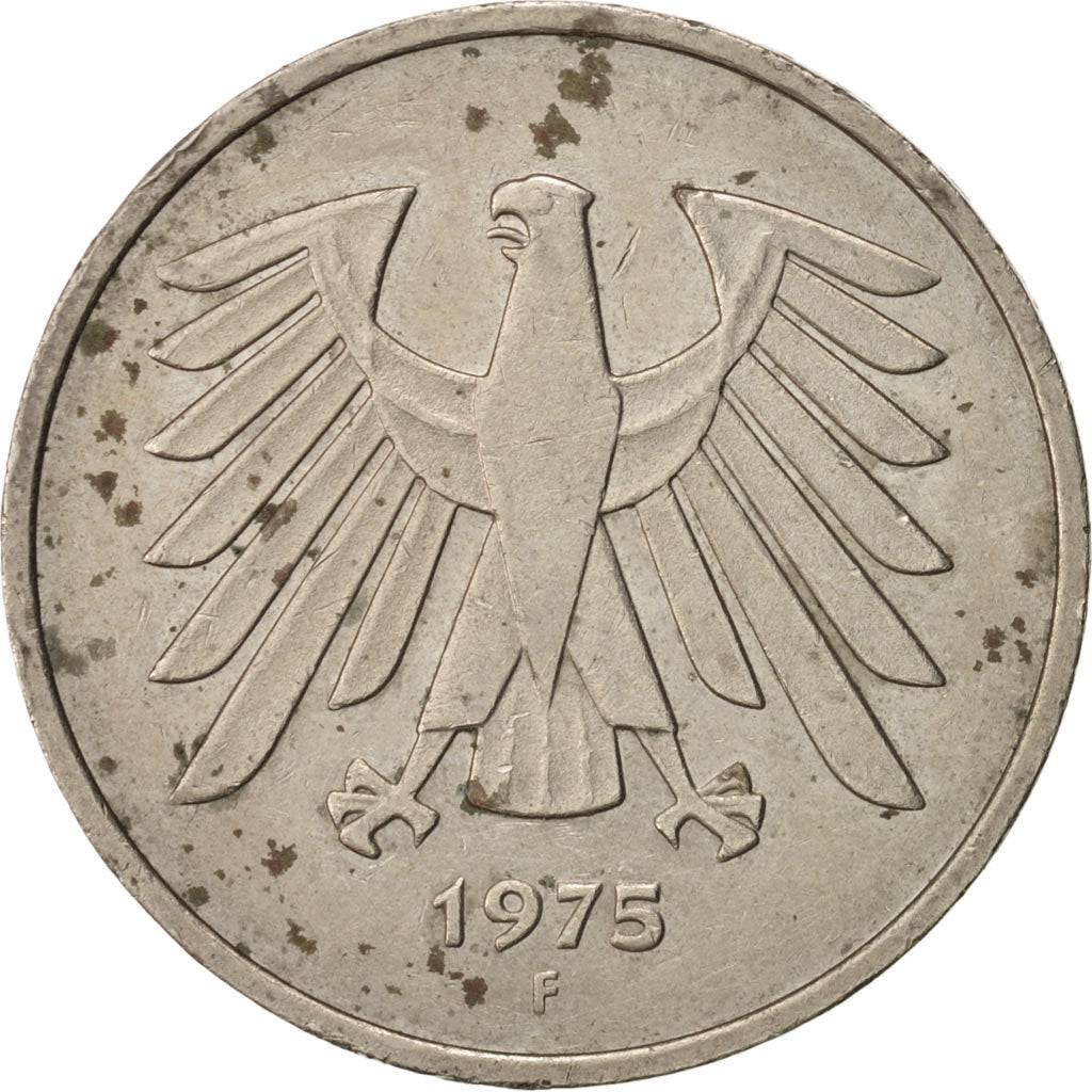 Coin, GERMANY - FEDERAL REPUBLIC, 5 Mark, 1975, Stuttgart, AU(50-53)