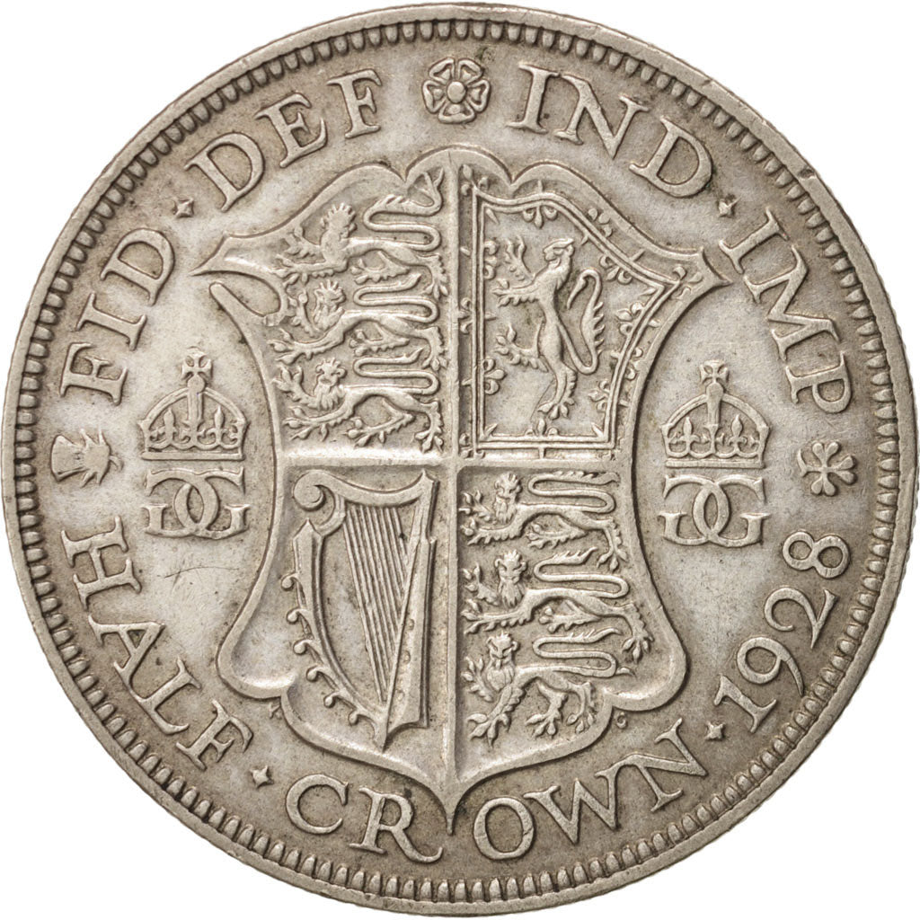 Great Britain, George V, 1/2 Crown, 1928, EF(40-45), Silver, KM:835