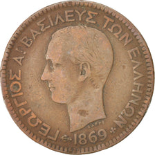 Coin, Greece, George I, 10 Lepta, 1869, Strassburg, VF(20-25), Copper, KM:43