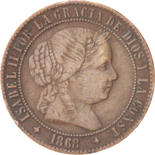 Spain, Isabel II, 2-1/2 Centimos, 1868, EF(40-45), Copper, KM:634.2