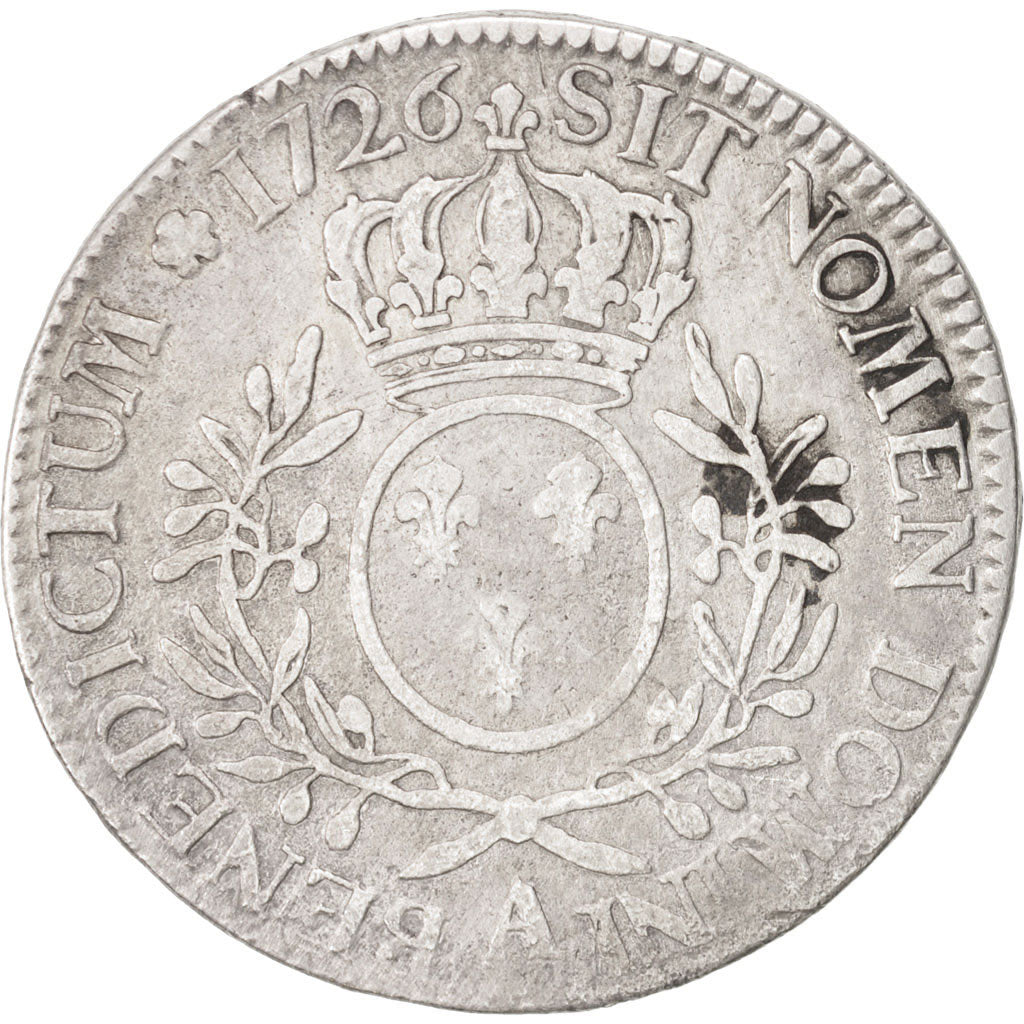 Coin, France, Louis XV, Écu aux branches d'olivier, Ecu, 1726, Paris, VG(8-10)