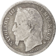 France, Napoleon III, Franc, 1866, Strasbourg, VG(8-10), Silver, KM:806.2
