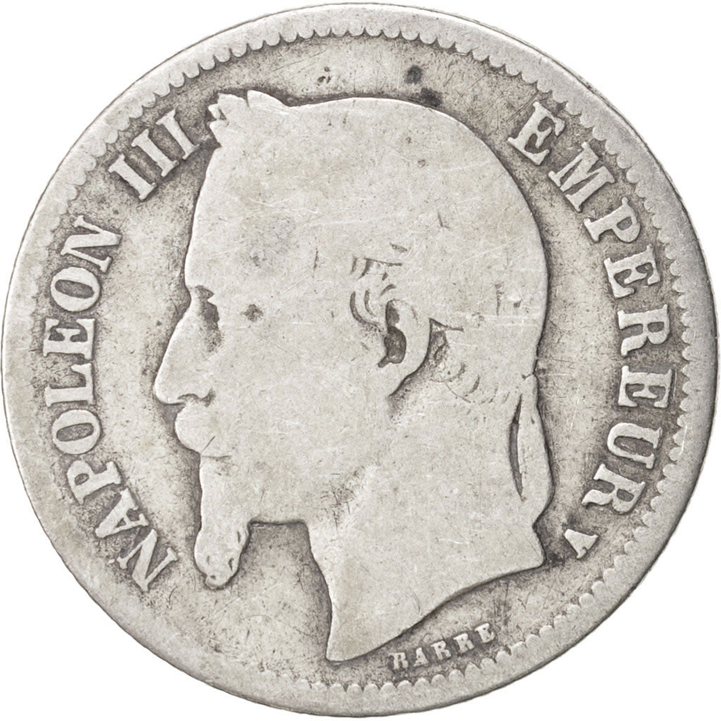France, Napoleon III, Franc, 1867, Paris, VG(8-10), Silver, KM:806.1