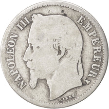 France, Napoleon III, Franc, 1867, Paris, VG(8-10), Silver, KM:806.1