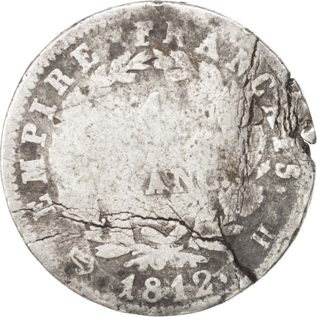 Monnaie, France, Napoléon I, Franc, 1812, La Rochelle, B, Argent, KM:692.6