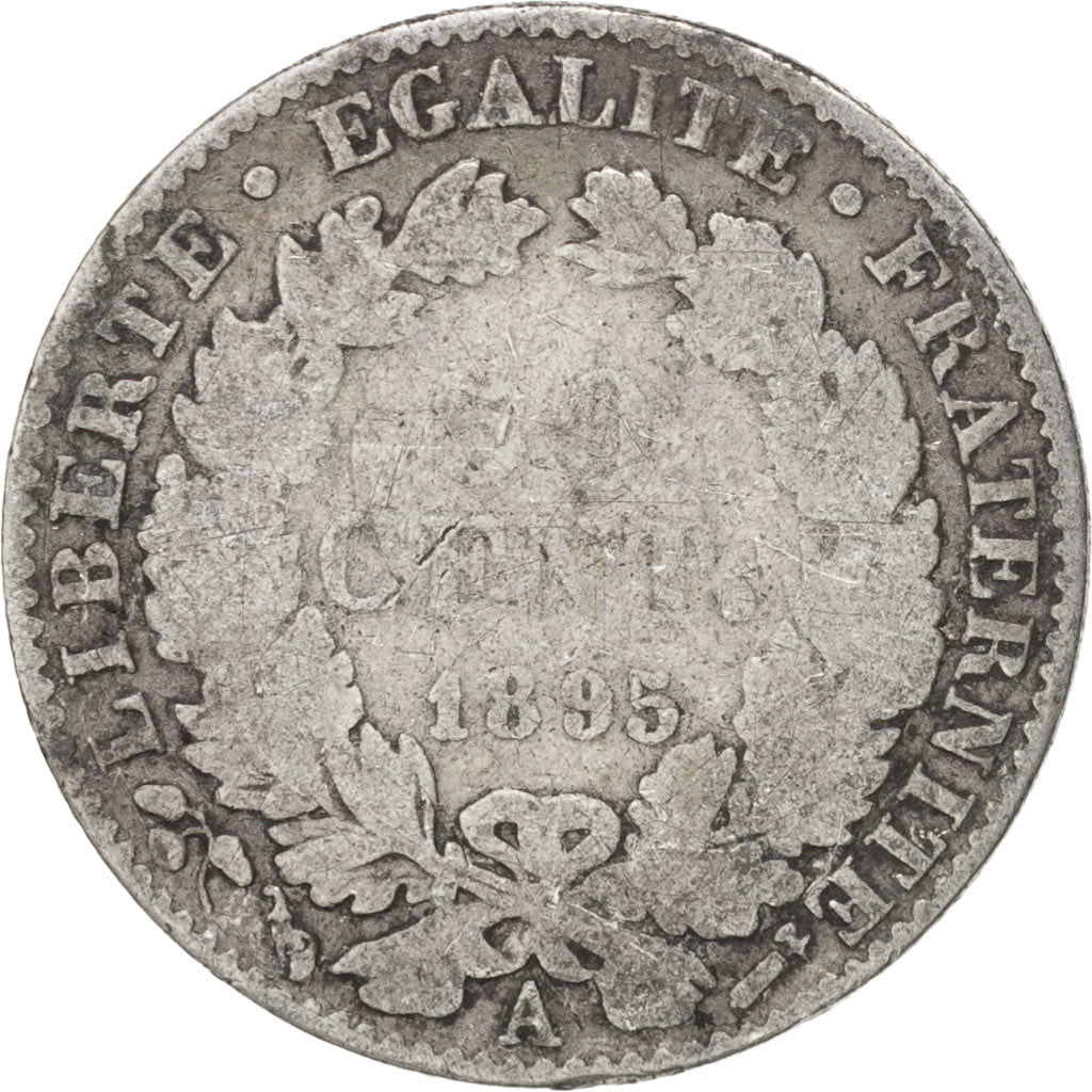 France, Cérès, 50 Centimes, 1895, Paris, VF(20-25), Silver, KM:834.1