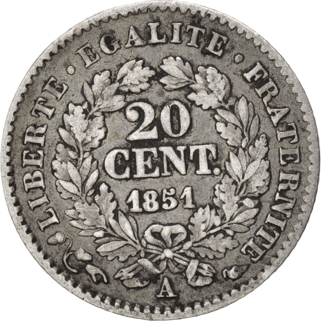 France, Cérès, 20 Centimes, 1851, Paris, EF(40-45), Silver, KM:758.1