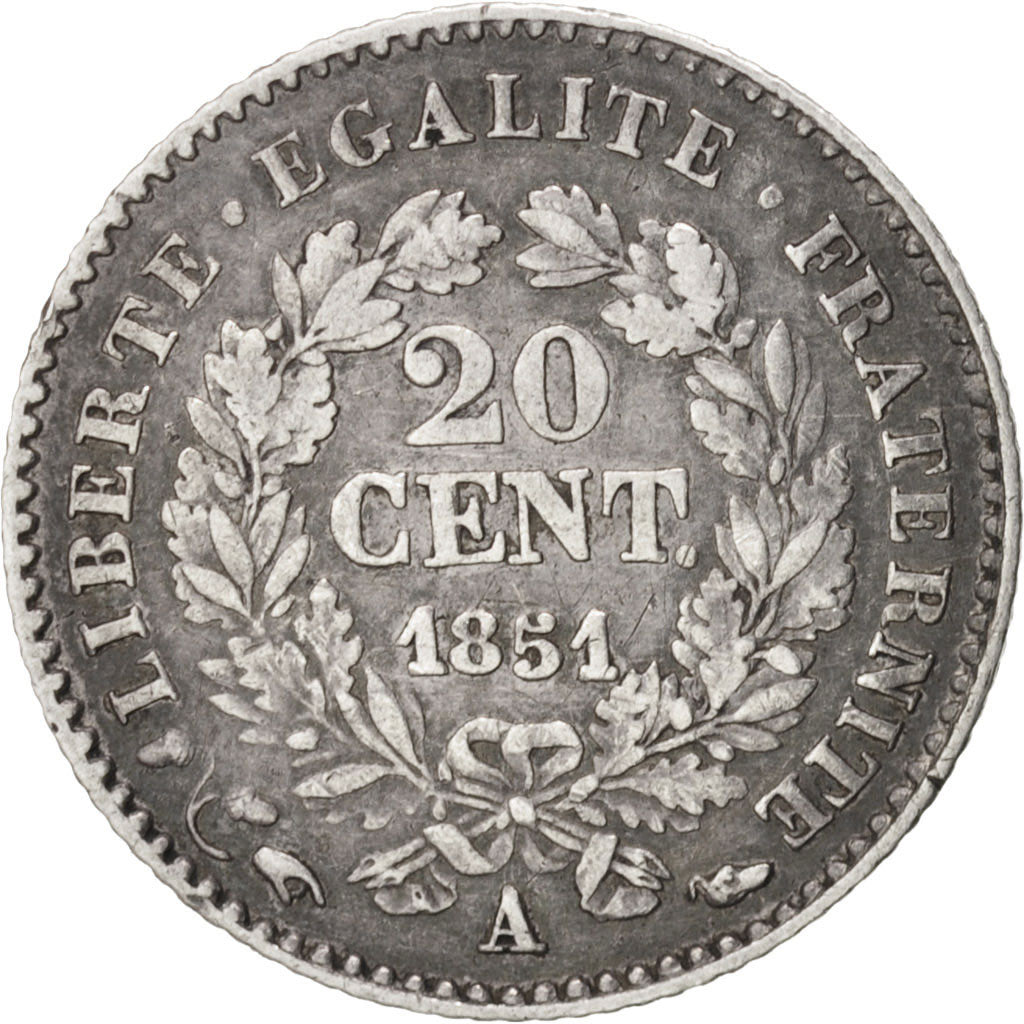 Monnaie, France, Cérès, 20 Centimes, 1851, Paris, TTB, Argent, KM:758.1