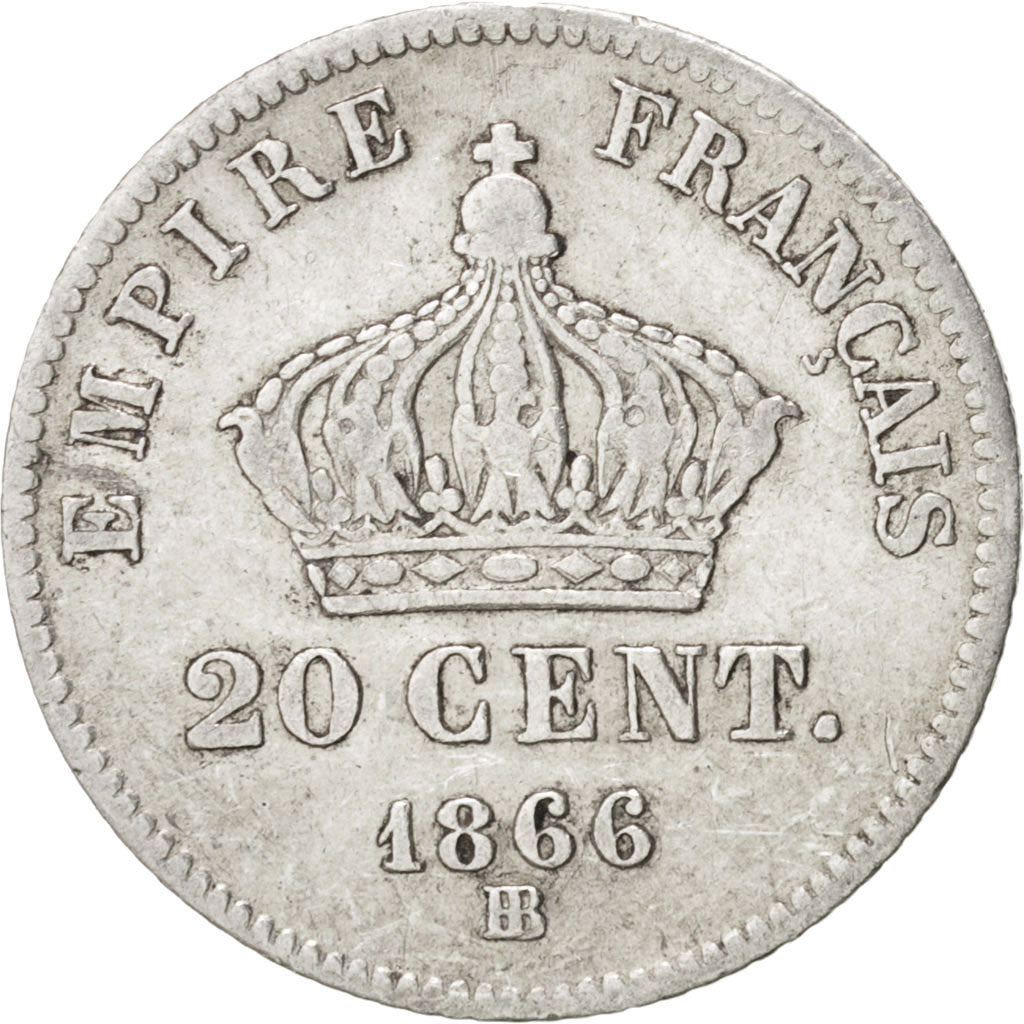 Coin, France, Napoleon III, Napoléon III, 20 Centimes, 1866, Strasbourg