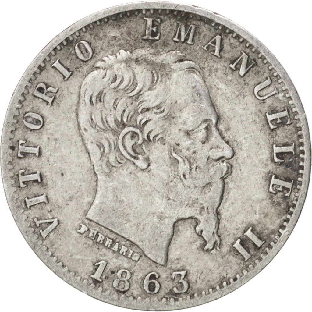 Coin, Italy, Vittorio Emanuele II, 20 Centesimi, 1863, Milan, VF(30-35), Silver