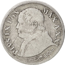 ITALIAN STATES, PAPAL STATES, Pius IX, 10 Soldi, 1867-XXI, VF(20-25), KM:1376